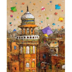 Zahid Saleem, 36 x 48 Inch, Acrylic on Canvas, Cityscape Painting, AC-ZS-213